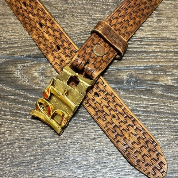 Hickok vintage  SOFT LEATHER BELT SOLID STAMPED BRASS BF INITIAL BUCKLE unisex main image 8